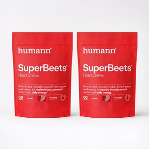 Humann SuperBeets Heart Chews - Nitric Oxide Supplement for Blood Pressure & Cardiovascular Support, Plant-Based Antioxidants, Pomegranate Berry Flavor, 120 Count Nutrition Benefits Fitness Edible