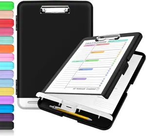 Clipboard with Storage, Clip Board 8.5 X 11 with Pen Holder, Plastic Organization Case Box for Letter Legal A4 Size Paper, Low Profile Clip, Nurses Teachers Must Haves, School & Office Supplies Sooez