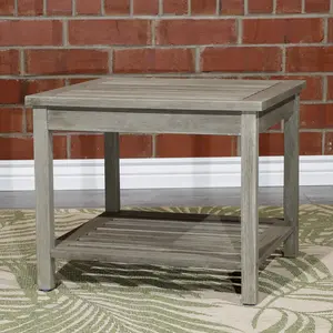 Longs Peak Eucalyptus 2-Shelf Side Table, Light Grey