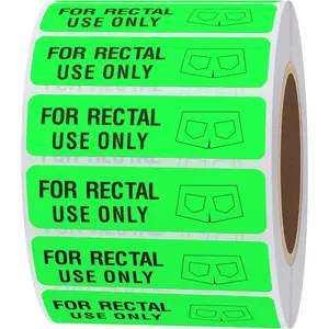 for Rectal Use Only Stickers 1.5" x 0.375" Fluorescent Green Stickers with Permanent Adhesive 500 Labels Per Roll (Fluorescent Green)