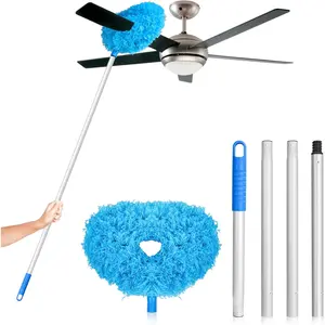 Ceiling Fan Cleaner Duster High Ceiling Extended Fan  Cleaner from 13 to 50 Inch  Microfiber Ceiling Fan Duster with Extension Handle for Furniture Bookshelves Wall Door (Blue)