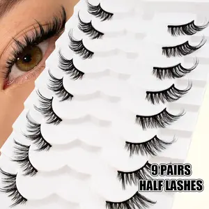 9 Pairs Half Eye False Eyelashes Tail Extension Long Cat Eye Half Lashes, Eyelash Extensions, Natural Look, Easy Apply, Perfect for Daily Use