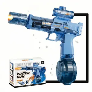 Summer Pool Beach Party LED Electric Large Capacity Automatic Toy Water Gun with Flame Effect, Unisex Outdoor Safe Toy, Rechargeable Lithium Battery