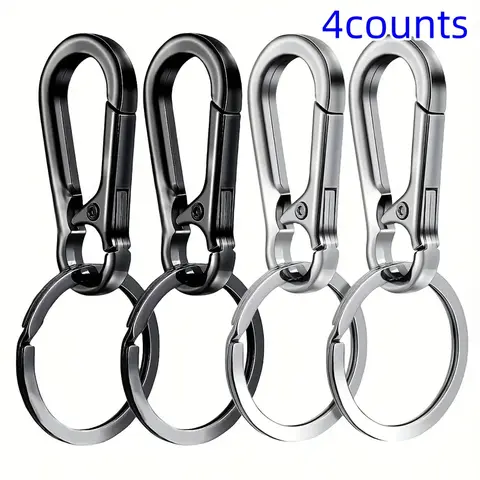 4 Piece Metal Car Key Finder Set, Car Key Holder, Durable Keyring Clips with Hook Stand Storage Box, Multi Purpose Heavy Duty Keychain for Car Keys, Ideal for Men's Automotive Accessories, Lightweight Keychain, Car Key Chains