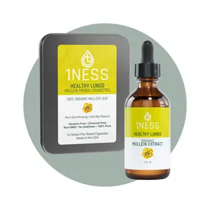 1NESS Mullein Herbal Super Pack | Natural Lung & Mucus Support Drops + Herbal Relaxation Rolls (2oz Set)