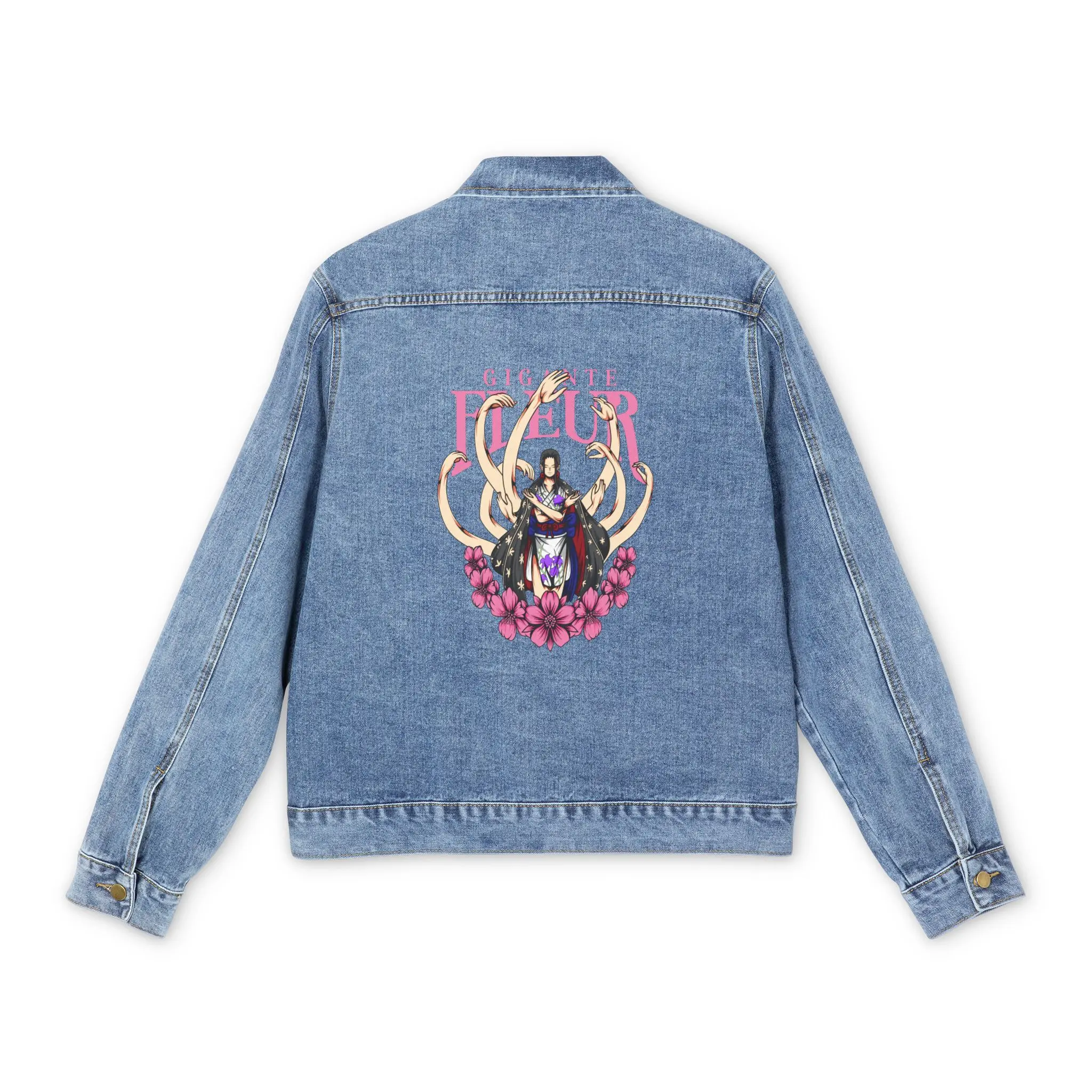Anime Denim Jacket for Men, Japanese Cartoon Graphic, Otaku Streetwear, Manga Fashion Coat, Anime Lover Gift, DBZ, JJK, Naruto, JuJitsu Kaisen, Itadori, yuji, Satoru, Gojo, sasuke, DMS, demonslayer, Asian Style Outerwear,