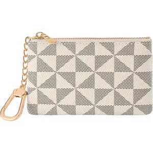 Leather  Purse for Women with  Small Zipper Change Purse  Pouch Card Holder Wallet Clutch for Women & Men (White)