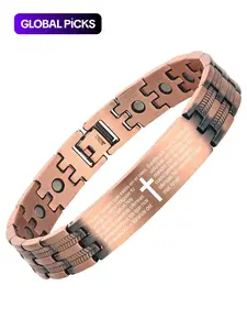 Adjustable Magnetic Copper Bracelets, Fashionable Jewelry for Women & Men, Trendy All-match & Exquisite Jewelry for Birthday Gift, Adjustable Slider Bracelets, Bible Verse Bracelet