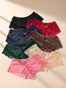 HOTCOM Women's Sexy Lace Underwear Set, Fitted Comfort Breathable Panties, Multi-Golor Hollow Out Lingerie forWomen Daily Wear, Soft Comfy Panties Pink Clothes