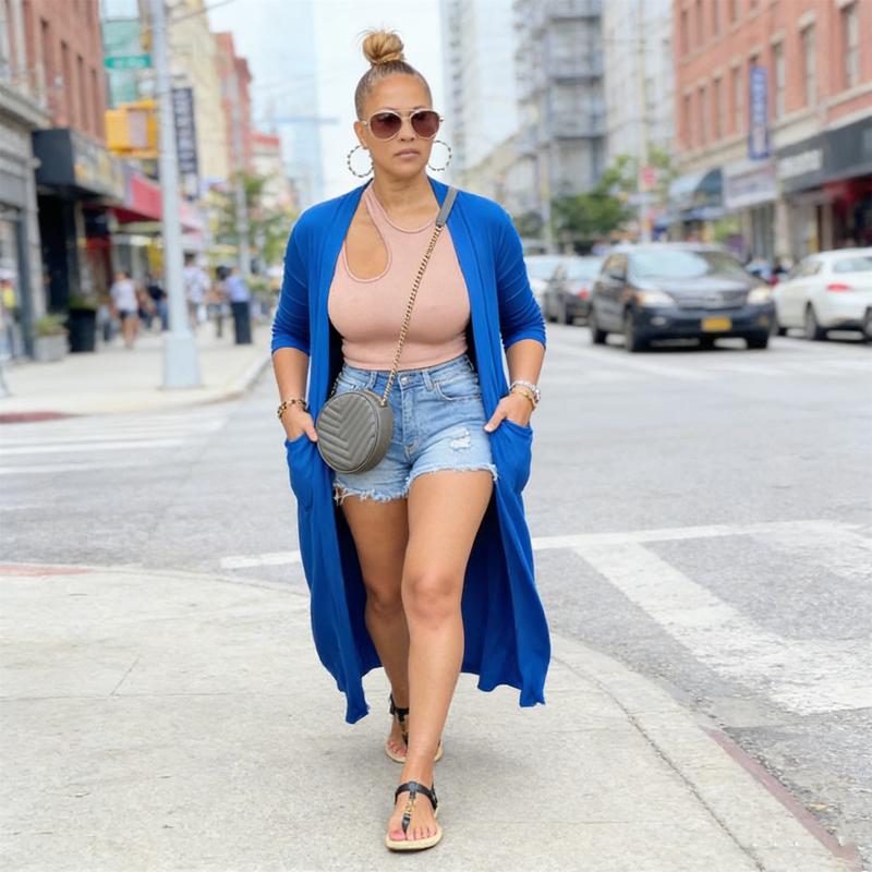 Women's Casual Basic Knitted Pockets Open Front Wrap Duster Coat Long Boho Winter Shrugs Draped Cardigan Outfit with High-Low Hem & Versatile Solid Color for Spring Summer Fall