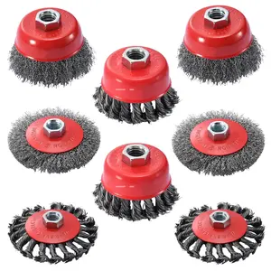 8 Pack Wire Wheel for Angle Grinder, 4-1/2" Heavy Duty Carbon Steel Knotted Wire Brush, 5/8"-11 Arbor, Rapid Rust Removal & Polishing, Angle Grinder Wheel Brush Combo Set