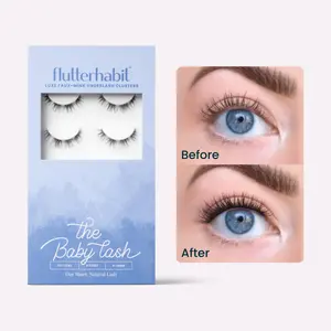FlutterHabit The Baby Lash Pack of 6 DIY False Eyelash Extensions Under Lash Application Method Long-Wearing Lightweight Natural Looking Lashes Cosmetic Makeup