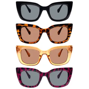 4 Pack Reading Sunglasses for Women Blue Light Blocking UV Protection Spring Hinge Oversized Frame Comfortable Unisex Daily Eyeglasses