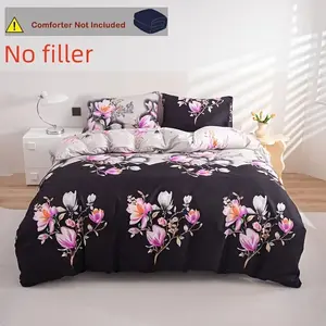 3 Piece Plush Floral Quilt Cover Set, Decorative Duvet Cover, & Cherry Blossom, Soft Comfortable, All-Season Bedding, Gift Idea for Christmas Valentine's Day, Duvet Cover Sets, Bed Sets Supplies