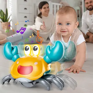 Crawling Crab Toy, Walking and Dancing Crab Toy, Sensory Fun Moving Crab Toy with Sound and light for Kids, Birthday Gifts for Boys Girls,Interactive Musical Crawling Crab Toy with LED Light Up Electronic Sensing Technology & Music for Kids