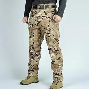 New Autumn and Winter Tactical Fleece-Lined Pants Men Outdoor Soft Shell Tactical Pants Camouflage Climbing Pants Green Soft Pants