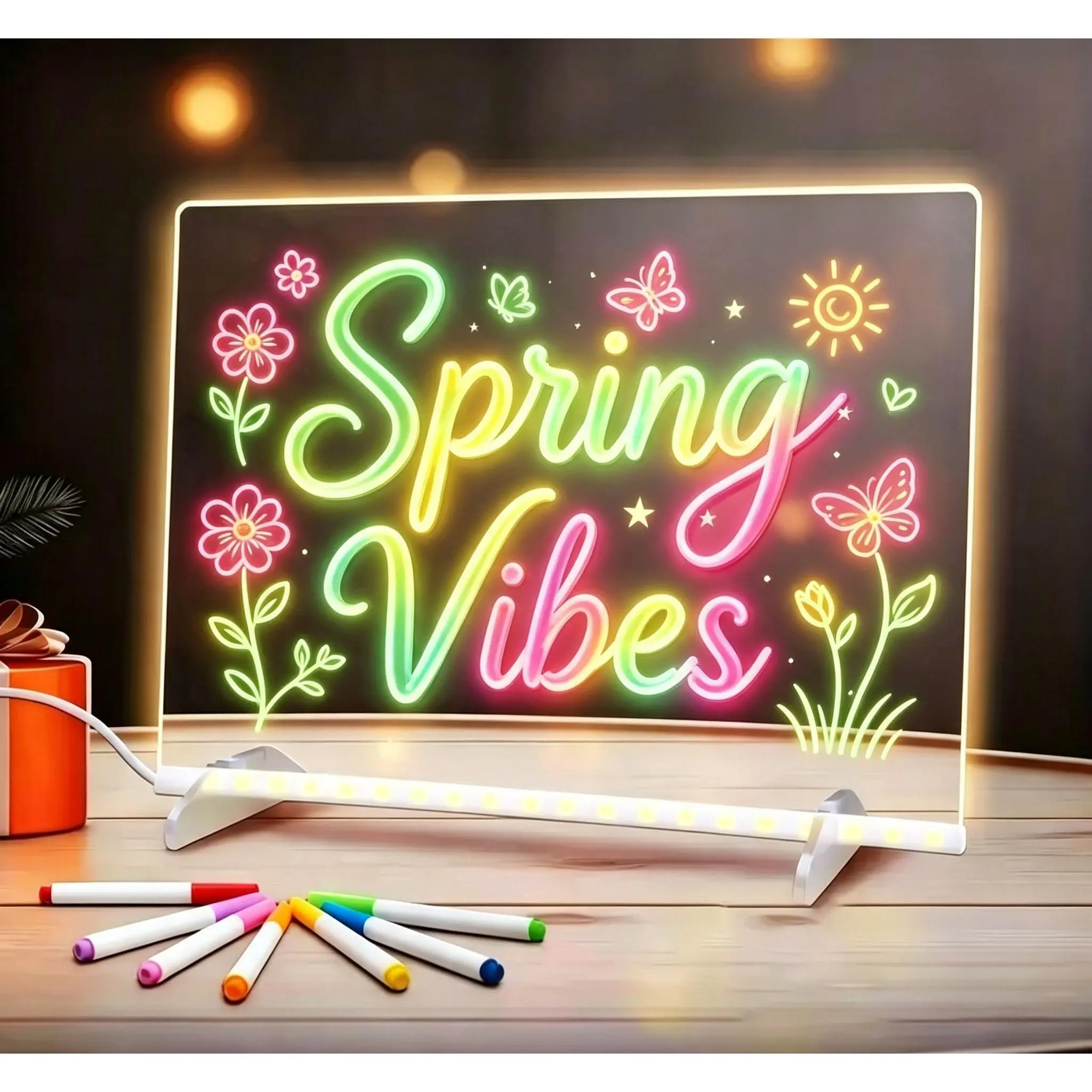 Rechargeable Acrylic LED Lighted Panel, Erasable Tracing Art Tool with Dual Mounting (Desktop/Wall), Creative Play Educational Toy for Early Learning