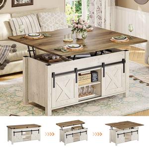 Sedeta 4-in-1 Rustic Coffee Table - Distressed Oak Farmhouse Adaptive Furniture, Lift-Top Convertible Coffee Tables with Storage Spaces, Hidden Compartment, Sturdy Legs for Home Living Room Decor