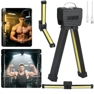 Gym Lmap for Posing - Portable Magnet LED Flashlight with Hanging Hook, 180 Degree Folding Magnetic Work Light, USB Rechargeable Multi-Mode Gym Lights