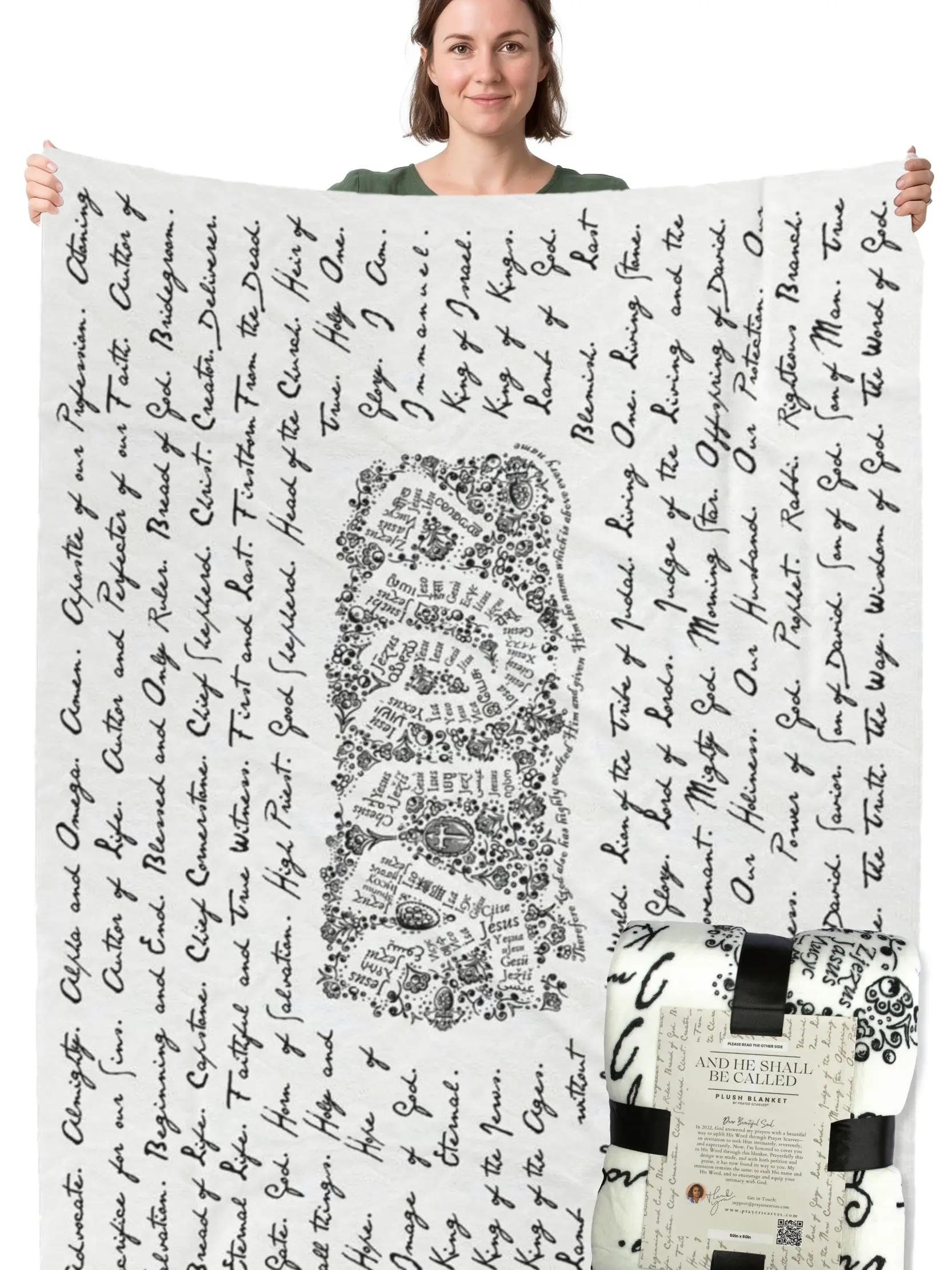 Jesus Names Blanket - Throw Blanket Christian Gifts for Women, Plush Fleece Blanket with 84 Biblical Titles & 75 Languages, Soft Religious Birthday Gift for Her