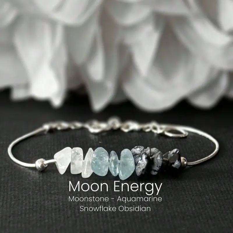 1 pc Moon Energy Raw Crystal Bracelet, Moonstone Beaded Bracelet for Women, Crystal Gemstone Bracelet, Daily Wear and Gift for Friends, Family and Couples, Beautiful Bracelets, Bracelet Jewelry