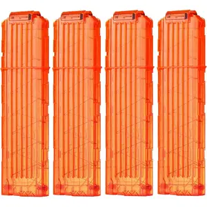 FRENSIT 4PCS Soft Bullet Clips 18 Bullets Dart Gun Clips Magazine Clip for Nerf Toy Dart Gun(Transparent Orange)