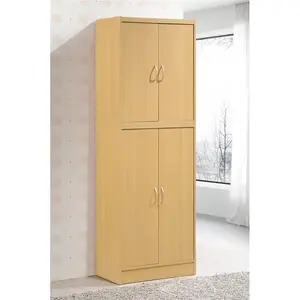 212 MAIN 4-Door Freestanding Wood Cupboard, Modern Storage Cabinet, Cupboard Furniture, Hodedah Hi224 Beech Pantry Cabinet for Camping & Hiking Outdoor Use, Four Doors