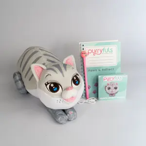 Purryfuls Cozy Purring Plushie with Realistic Purrs Ultra Soft Luxurious Fur Rechargeable Sleep Timer for Instant Comfort and Relaxation Purring Plush Comfort Stuffie Emotional Support Stuffed Animal