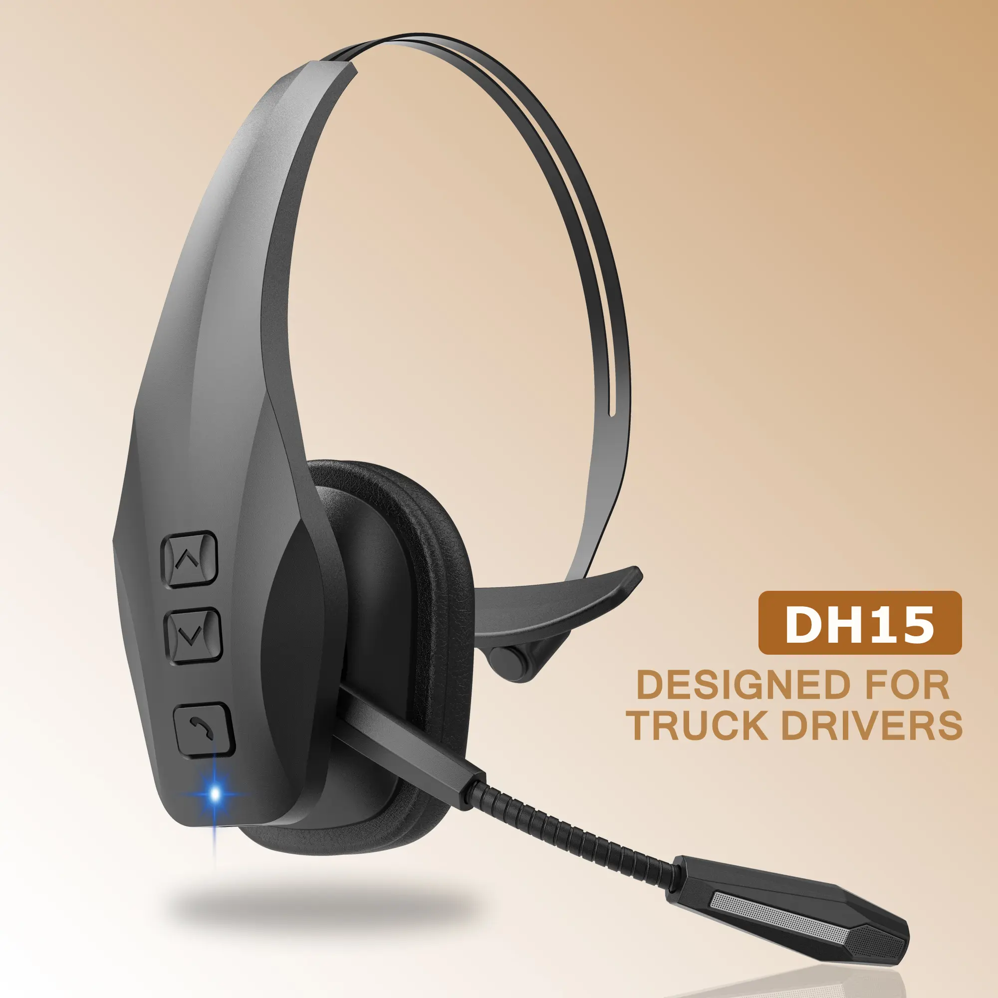 Wireless In-Ear Headset - Electronic Trucker Bluetooth Earbuds with Dual Microphones, Noise Cancelling, Handsfree Function, Mute Switch for Driving, Office, Wireless Headset