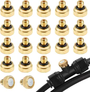 20 Pcs Brass Misting Nozzles for Outdoor Cooling System and Dust Control, 0.012 Inch Hole (0.3 mm) 10/24 UNC