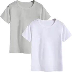 2-Pack Cotton T-Shirts Short Sleeve Basic Tops for Toddlers Boys and Girls