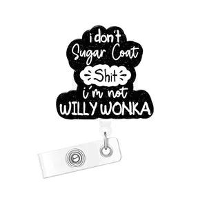 Acrylic Bling Retractable Badge Reel, 1 Count/3 Counts Belt Clip Retractable Name Badge Holder for Nurse Doctor Student Worker Volunteer