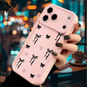 Sweet bow love phone case for iphone 17 air 16 pro max 15 plus 14 13 12 11 x anti-scratch shockproof tpu bumper drop-proof cover with stylish bow design