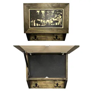 Rustic Wilderness Deer Scene Wall-Mounted Cabinet – Secure & Stylish Hidden Storage