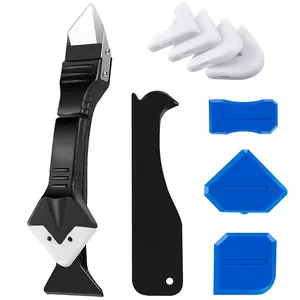 Caulking Tool Kit 5 in 1 Silicone Sealant Finishing Tool Stainless Steel Scraper Grout Remover for Bathroom Kitchen Bathtub Window