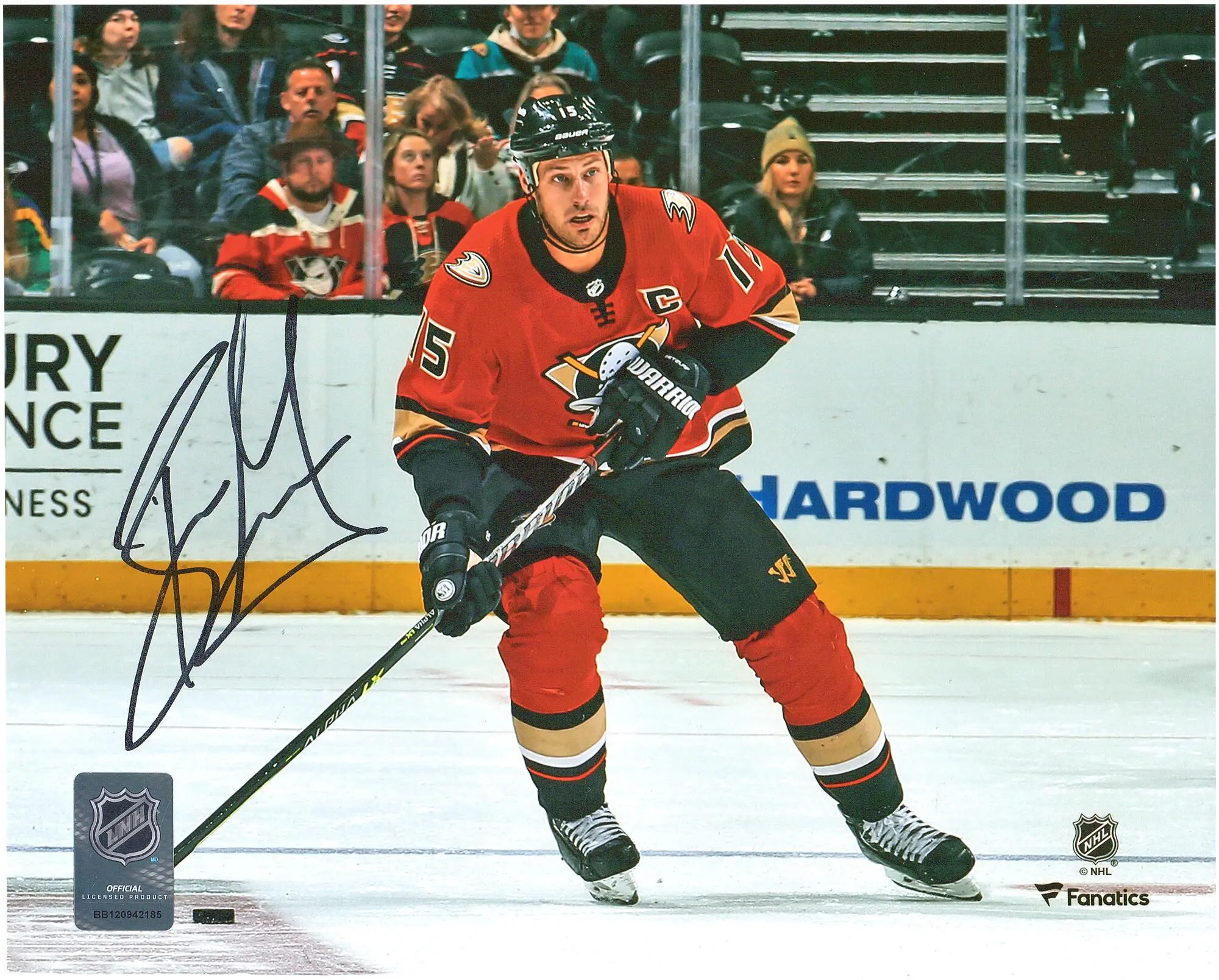 Ryan Getzlaf Anaheim Ducks Autographed 8" x 10" Orange Jersey Skating with Puck Photograph - Fanatics Authentic Certified