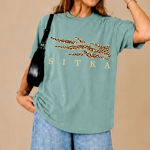 Vintage Leopard Print SlTKA Hunting Comfort Colors Unisex Tee, Trendy Leopard on Hunting Logo Shirt, Outdoor Lovers Shirt, Camo Mom Gifts for Mother's Day