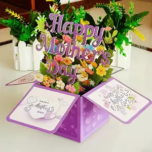 1Pcs 3D Pop-Up Mother’s Day Greeting Card – Laser-Cut Box Card with Envelope, Perfect Gift for Mom