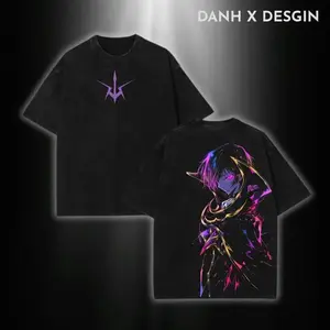 Lelouch vi Britannia – Code Geass Vintage Oversized Washed Tee Heavy Cotton Anime Streetwear Graphic Shirt