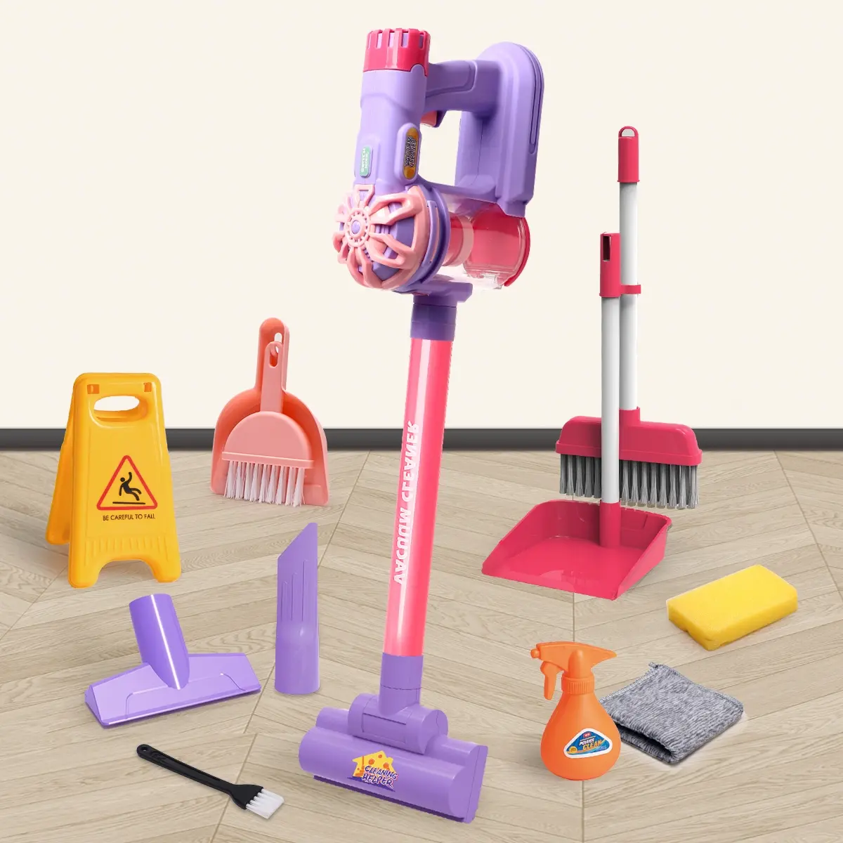 Cleaning Set Toy, Holiday Gift Choice, Vacuum Cleaner Starts, Suitable for Ages 3+, Housekeeping Playset, Pretend Play Accessories (requires 3 Aaa Batteries)