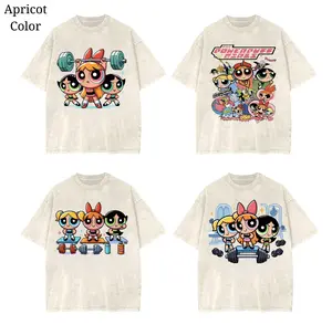 Bubleess #Powerpuffff Girls Gym Cute Shirt, Gym Shirt, Graphic Gym Shirt, Vintage Washed Tee Contton, Gym Shirt Women, For Men, Ful Size