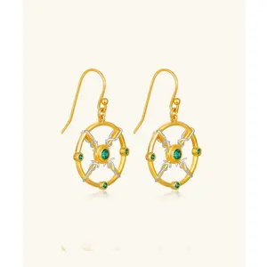 24K Gold Enchanted Emerald Earring