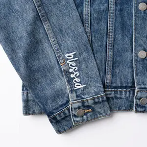 Love in Faith | Vintage Washed ‘Blessed’ Denim Jacket – Premium Soft Denim Jacket with Inspirational Christian Design | Ideal Birthday, Holiday, or Special Occasion Gift