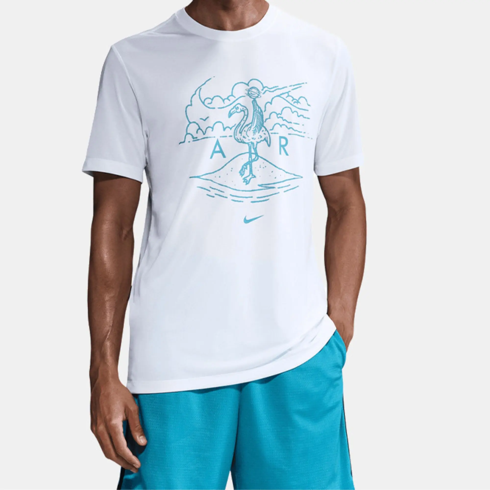Nike Sportswear Men's RLGD Island Jam Graphic T-Shirt White Casual Cotton Short Sleeve Crew Neck Tee Everyday Comfort Athletic Streetwear Graphic Shirt