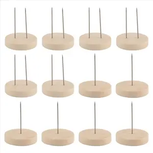 12pcs Crochet Doll Stand Doll Stand Felt Animal Doll Toy Wooden Base Support Action Figure Stand