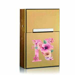 Letter & Flower Pattern Metal Cigarette Case, Large Capacity Cigarette Storage Box, Tobacco Storage Box, Cigarette Organizer, Home Organizer