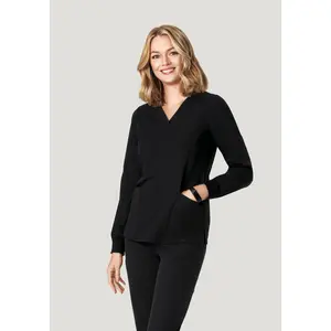 Long Sleeve 6 Pocket Top Black