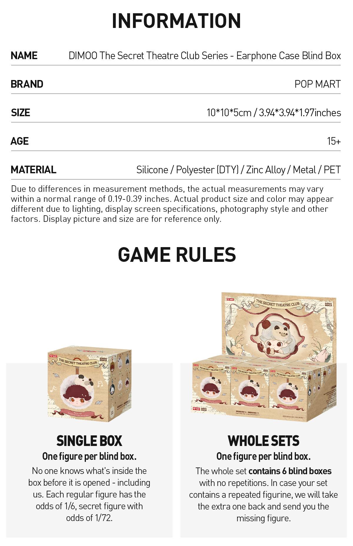 [Spanish] – 【Nuevo - Almacén en EE. UU.】POP MART DIMOO The Secret Theatre Club Series – Caja Sorpresa de Estuche para Auriculares