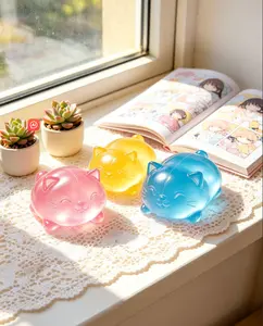 Cute Clear Kitten Squishy - Slow Rising Sensory Fidget Toy, Soft Squeeze Ball for Anxiety Relief, A Sweet Birthday Gift for Girls, Comes in Differe
