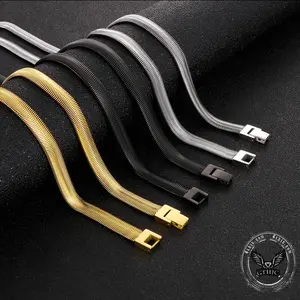 GTHIC Simple Stainless Steel Flat Snake Chain Statement Keel Chain for Men Birthday Gift